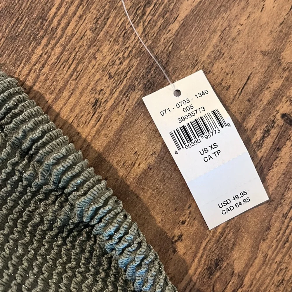 ⭐️ NWT AERIE Shimmery Crinkle Lace Up Scoop Bikini Top!! - Picture 11 of 14